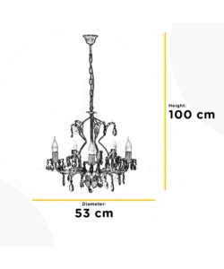 LAMPADARIO A 5 LUCI "TERESA" AVORIO, E14
